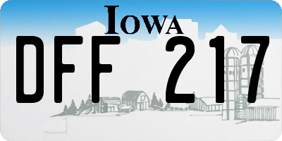 IA license plate DFF217