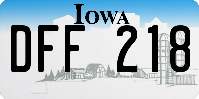 IA license plate DFF218
