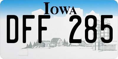 IA license plate DFF285