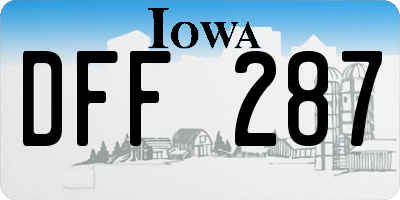 IA license plate DFF287