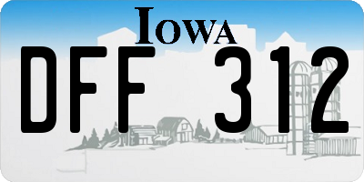 IA license plate DFF312