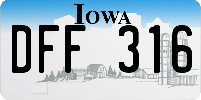 IA license plate DFF316