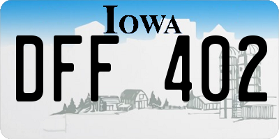 IA license plate DFF402