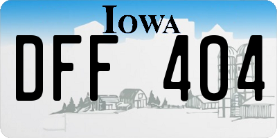 IA license plate DFF404