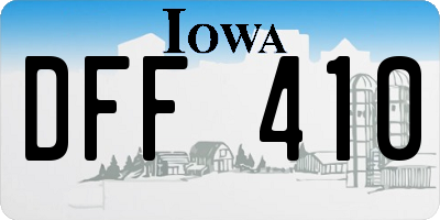 IA license plate DFF410