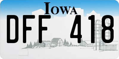 IA license plate DFF418