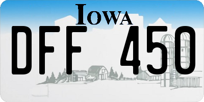 IA license plate DFF450