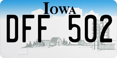 IA license plate DFF502