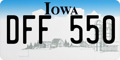IA license plate DFF550
