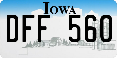 IA license plate DFF560