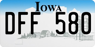 IA license plate DFF580