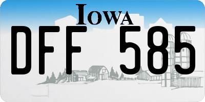 IA license plate DFF585