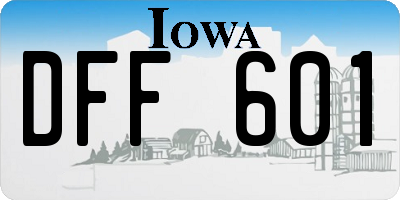 IA license plate DFF601