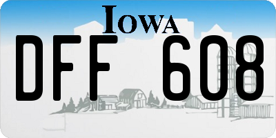 IA license plate DFF608