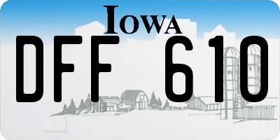 IA license plate DFF610