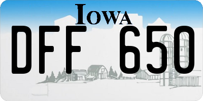 IA license plate DFF650