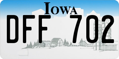 IA license plate DFF702