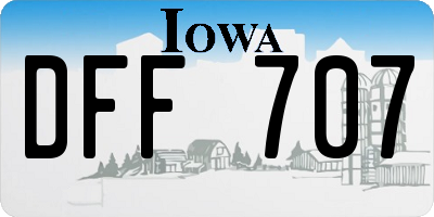 IA license plate DFF707