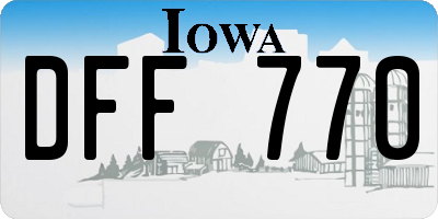 IA license plate DFF770