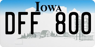 IA license plate DFF800