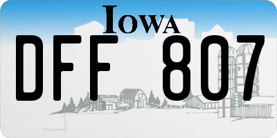 IA license plate DFF807