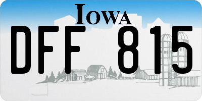 IA license plate DFF815