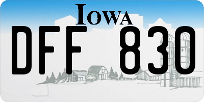 IA license plate DFF830
