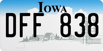 IA license plate DFF838