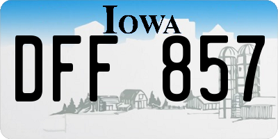 IA license plate DFF857