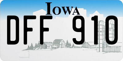 IA license plate DFF910