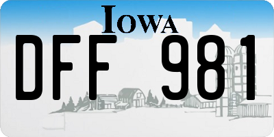 IA license plate DFF981
