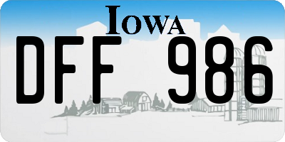 IA license plate DFF986