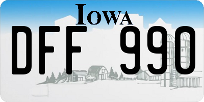 IA license plate DFF990