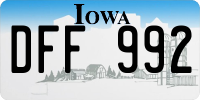 IA license plate DFF992