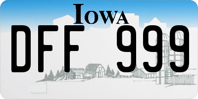 IA license plate DFF999