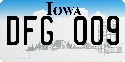 IA license plate DFG009
