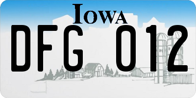 IA license plate DFG012