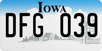 IA license plate DFG039