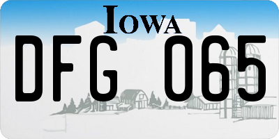 IA license plate DFG065