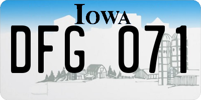 IA license plate DFG071