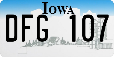 IA license plate DFG107