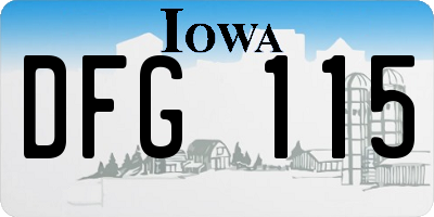 IA license plate DFG115