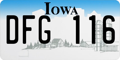 IA license plate DFG116