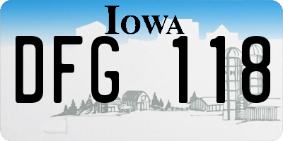 IA license plate DFG118