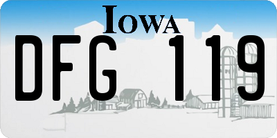 IA license plate DFG119