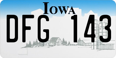 IA license plate DFG143