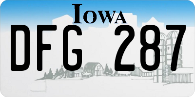 IA license plate DFG287
