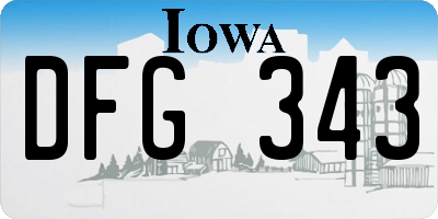 IA license plate DFG343