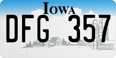 IA license plate DFG357