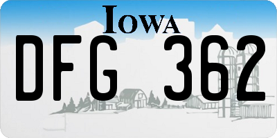 IA license plate DFG362